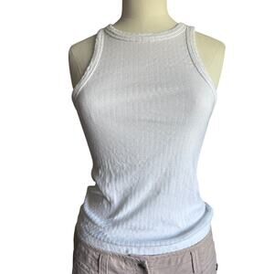 MOTHER The Chin Up Tank White Ribbed Sleeveless Top (size S)
